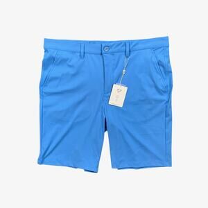 Graham Luxe Shorts Mens 36 Lake Blue Trace Nylon Blend 9 Inch Stretch Golf Chino
